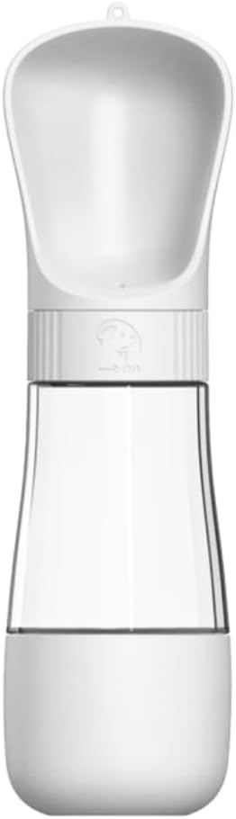 Genérico Garrafa Bebedouro Comedouro Pet Portátil 2 em 1 para Água e Ração - Ideal para Cães, Viagens e Atividades ao Ar Livre (Branca, 320 ml)