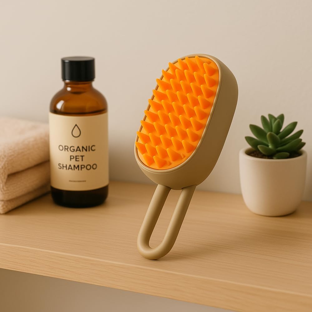 Escova Pet Premium Elétrica 3 em 1 Vapor Recarregável Cães Gatos Removedor de Pelos Massageadora Hidratante