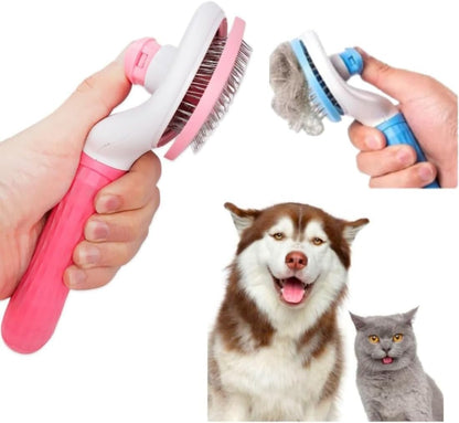 Escova Removedora de Pelos para Cães e Gatos, Auto-Limpante, (CINZA)