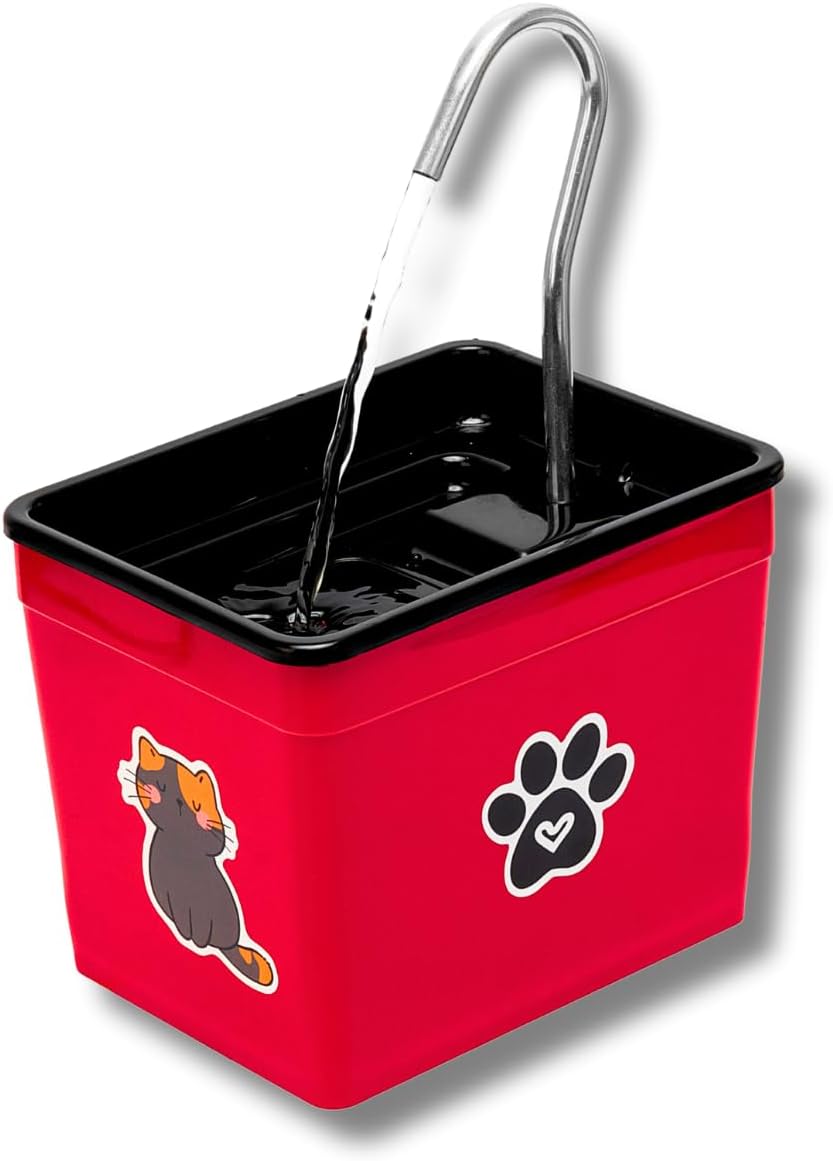 Bebedouro para Gatos 1,8L Automático – Fonte Silenciosa Bivolt, Estimula Hidratação, Evita Problemas Renais, Ideal para Pets (Vermelho, 1,8 Litros)