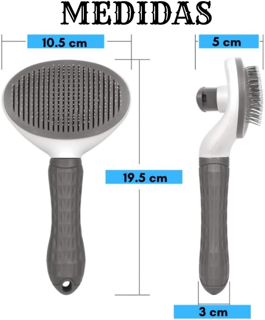 Escova Removedora de Pelos para Cães e Gatos, Auto-Limpante, (CINZA)