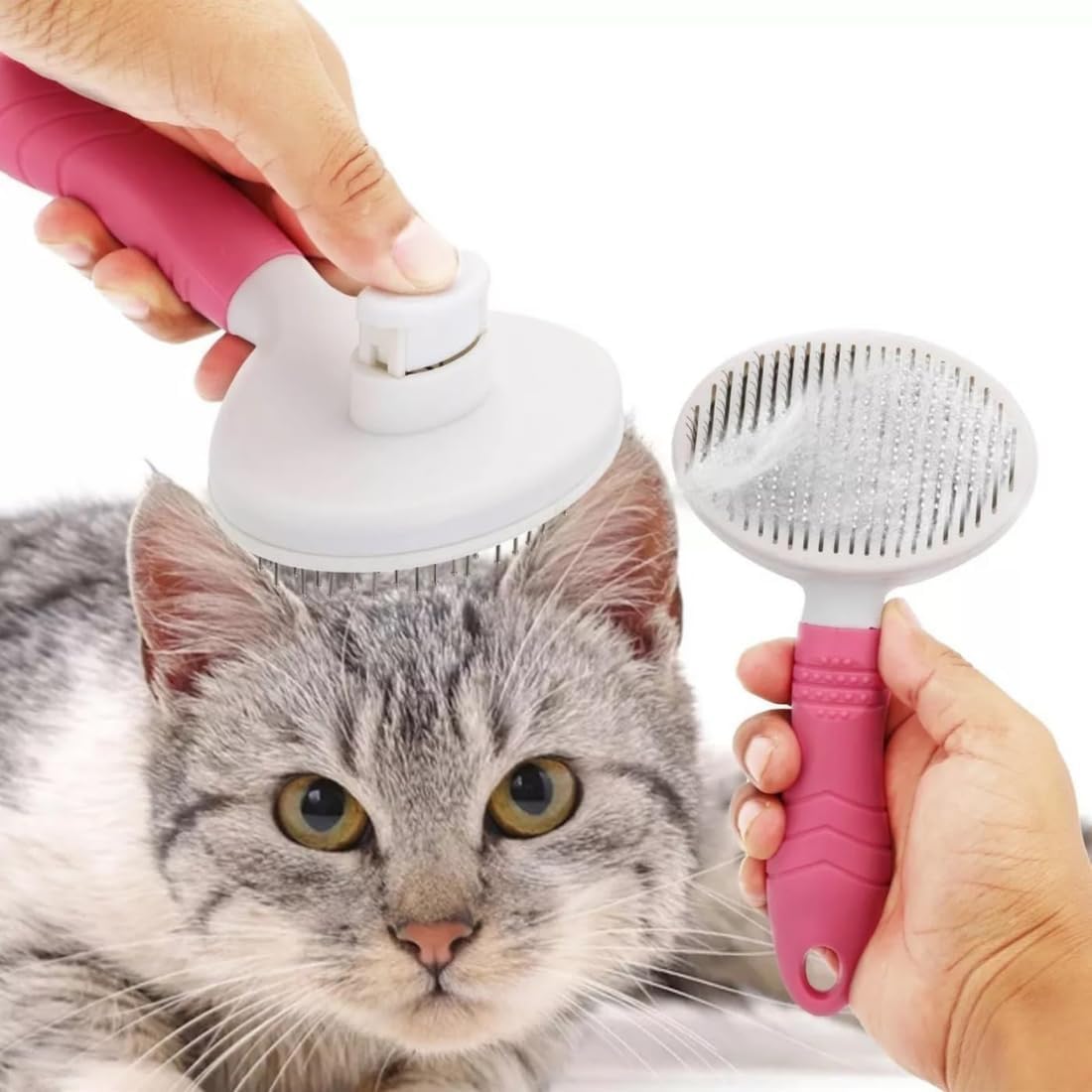 Escova Removedora de Pelos para Cães e Gatos, Auto-Limpante, (CINZA)