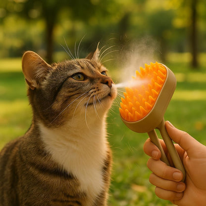 Escova Pet Premium Elétrica 3 em 1 Vapor Recarregável Cães Gatos Removedor de Pelos Massageadora Hidratante