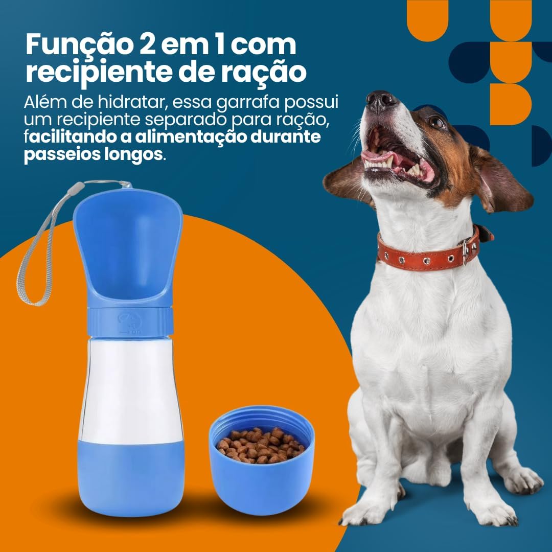 Genérico Garrafa Bebedouro Comedouro Pet Portátil 2 em 1 para Água e Ração - Ideal para Cães, Viagens e Atividades ao Ar Livre (Branca, 320 ml)