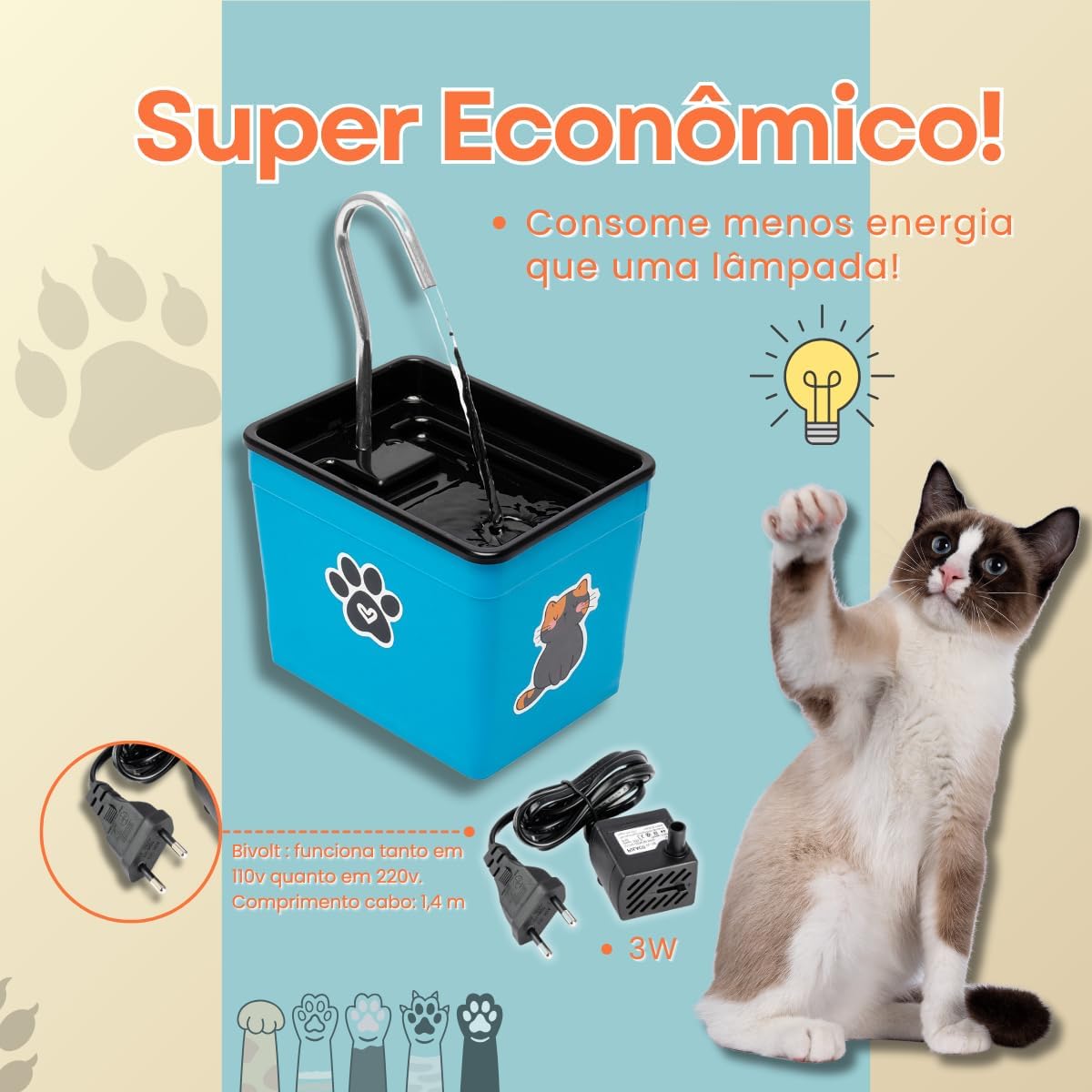 Bebedouro para Gatos 1,8L Automático – Fonte Silenciosa Bivolt, Estimula Hidratação, Evita Problemas Renais, Ideal para Pets (Vermelho, 1,8 Litros)