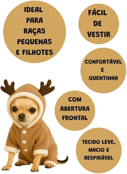 Fantasia de Alce para Cachorro e Gato Roupa Pet (Médio (M))
