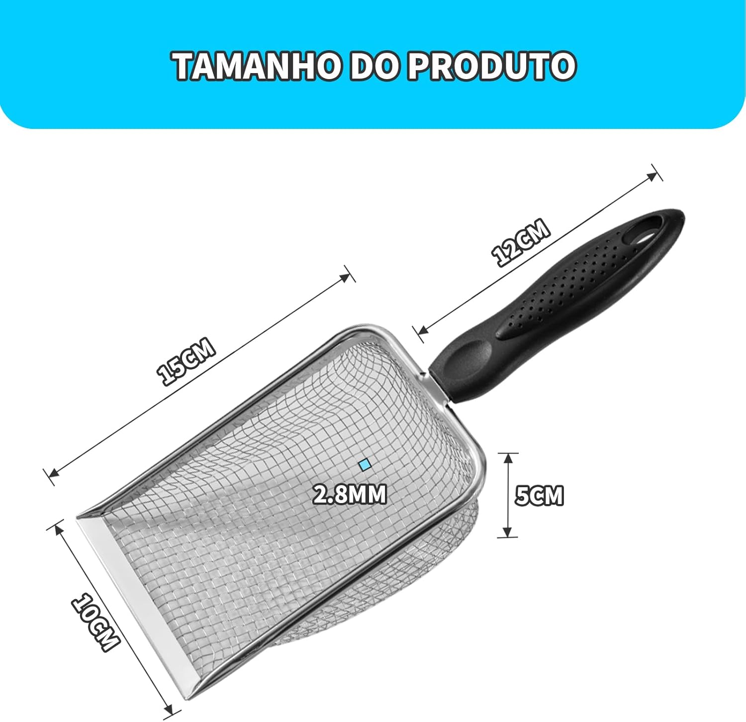JINYUHAY Pazinha coletora de fezes Aço Inox para Gatos | Pá Higiênica De Areia Para Gatos,Peneira de Areia para Gatos e Substratos - Colheres de areia- Peneira para Animais
