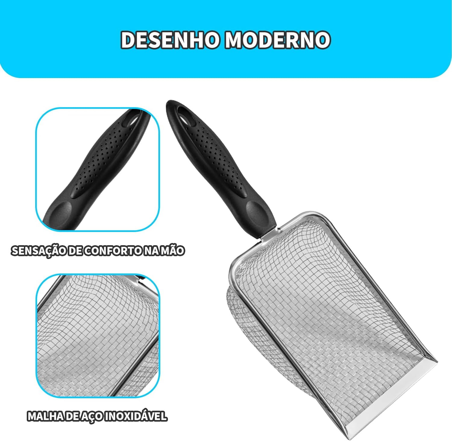 JINYUHAY Pazinha coletora de fezes Aço Inox para Gatos | Pá Higiênica De Areia Para Gatos,Peneira de Areia para Gatos e Substratos - Colheres de areia- Peneira para Animais