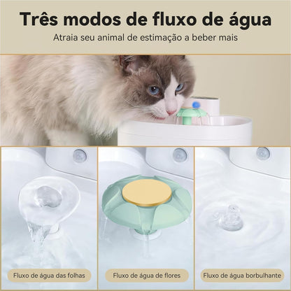 Fonte de água para gatos, 2.6L Fonte para gatos automática sem fio com janela de nível de água para gatos e cães com sensor de movimento