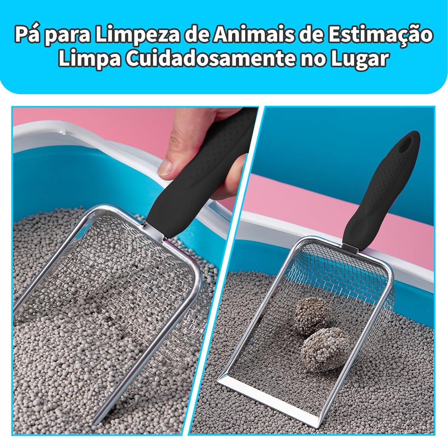 JINYUHAY Pazinha coletora de fezes Aço Inox para Gatos | Pá Higiênica De Areia Para Gatos,Peneira de Areia para Gatos e Substratos - Colheres de areia- Peneira para Animais